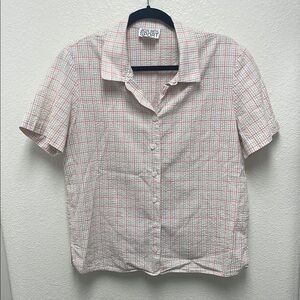 Jaclyn Smith Sport Pink and White Button Down Top Women’s Large